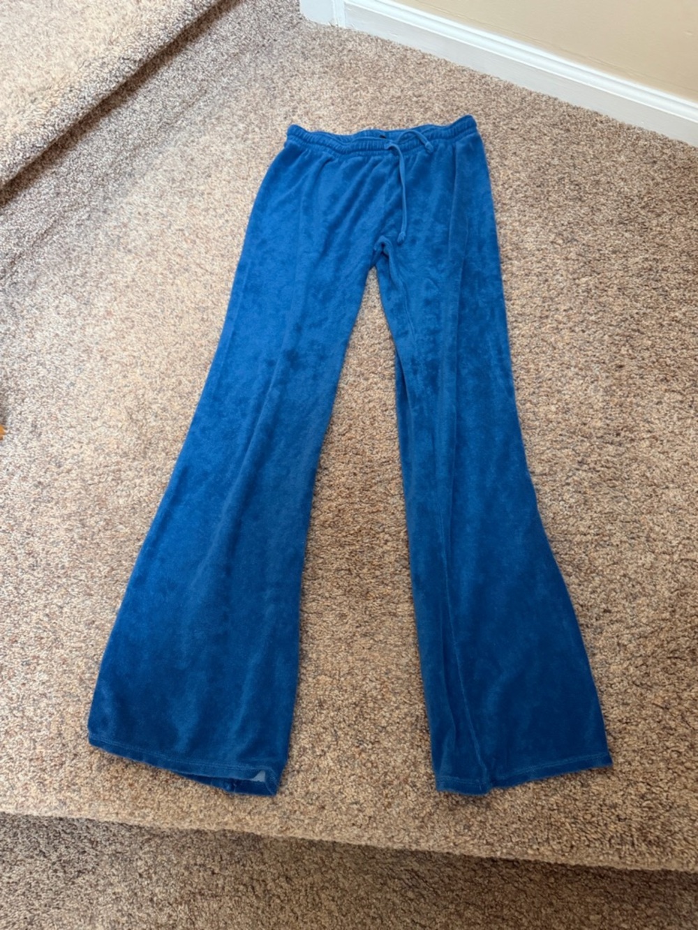 EUC - LUCY - Terrycloth Blue Plush Wide-Leg Lounge Pants - Woman's medium